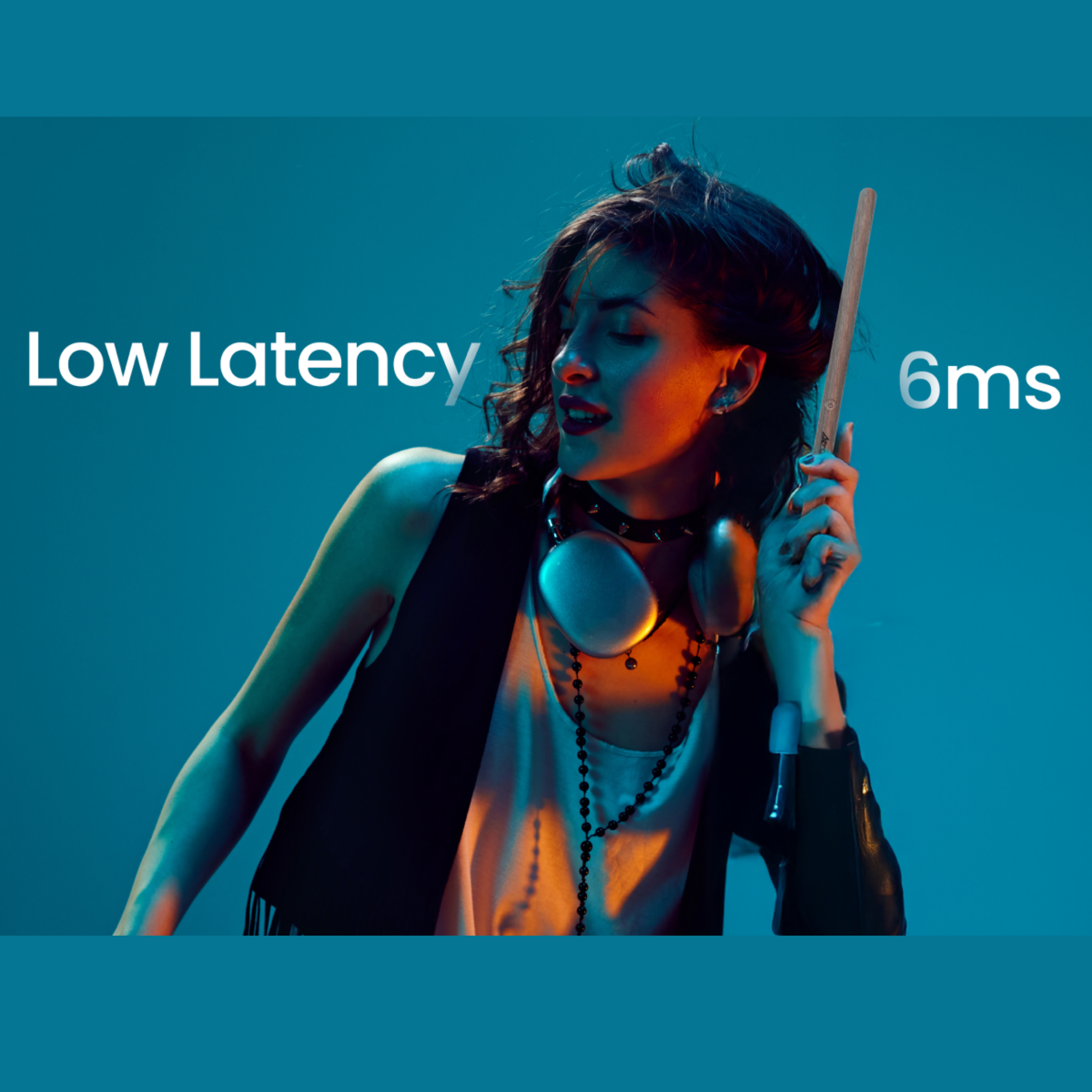 User experiencing 6ms low latency air drumming with AeroBand PocketDrum 2 Max